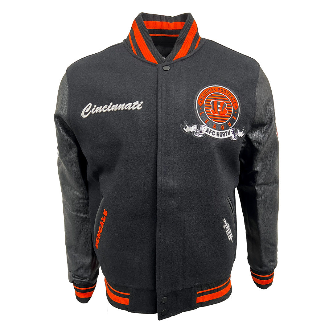 Pro Standard NFL Team Badge Wool Varsity Jacket Cincinnati Bengals Black/Orange