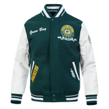 Pro Standard NFL Team Badge Wool Varsity Jacket Green Bay Packers Forest Green/White