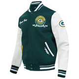 Pro Standard NFL Team Badge Wool Varsity Jacket Green Bay Packers Forest Green/White