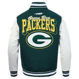 Pro Standard NFL Team Badge Wool Varsity Jacket Green Bay Packers Forest Green/White