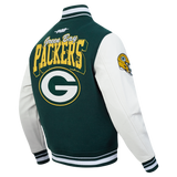 Pro Standard NFL Team Badge Wool Varsity Jacket Green Bay Packers Forest Green/White