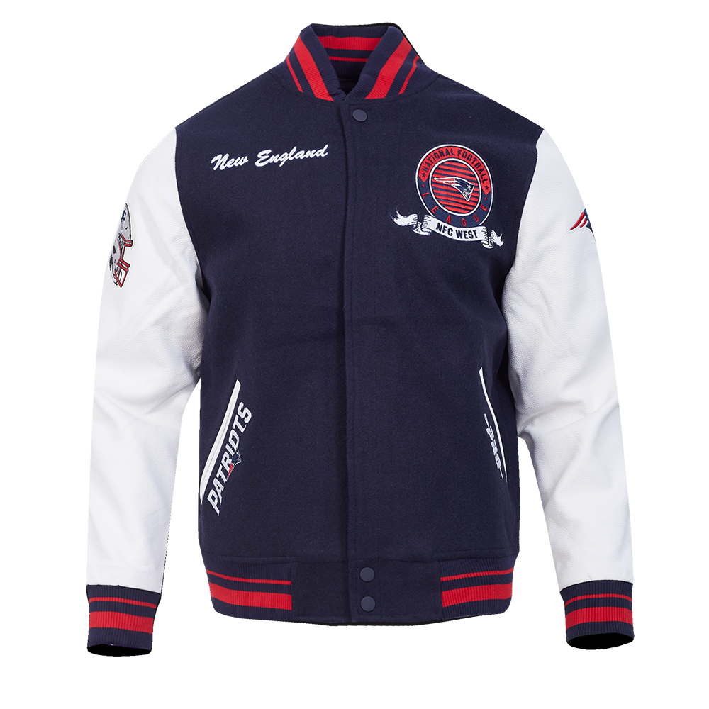 Pro Standard NFL Team Badge Wool Varsity Jacket New England Patriots Midnight Navy/Red