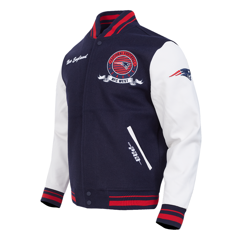 Pro Standard NFL Team Badge Wool Varsity Jacket New England Patriots Midnight Navy/Red