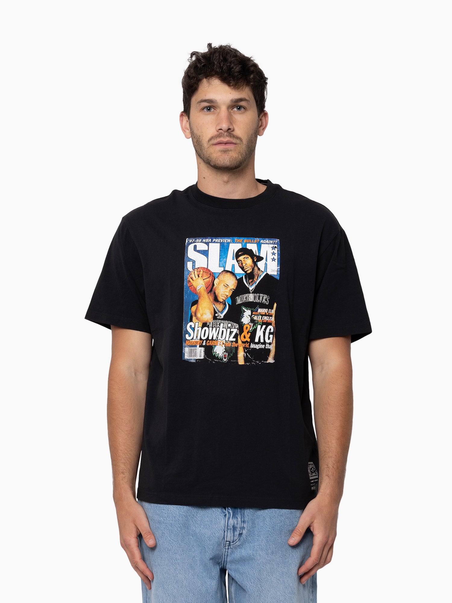 Mitchell & Ness NBA Slam Cover Tee Marbury & Garnett Faded Black