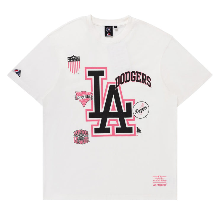 Majestic MLB Logomania Tee Los Angeles Dodgers Vintage White
