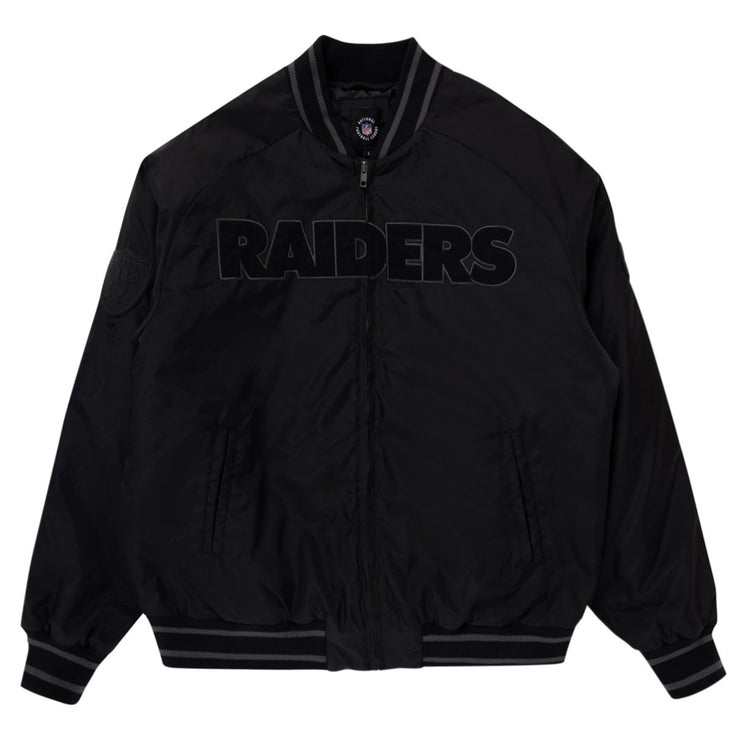 Majestic NFL Tonal Nylon Varsity Jacket Las Vegas Raiders Black