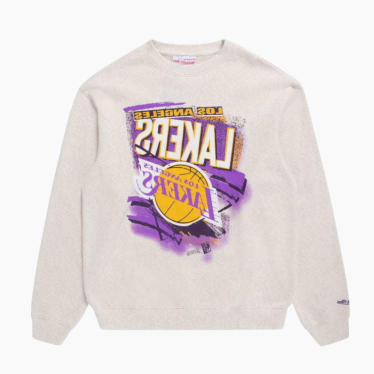 Mitchell & Ness NBA Abstract Logo Crew Los Angeles Lakers White Marle