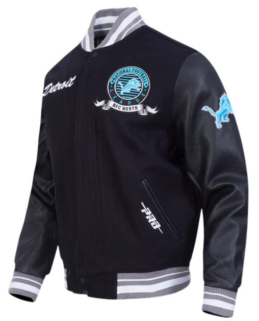 Pro Standard NFL Team Badge Wool Varsity Jacket Detroit Lions Black/Grey
