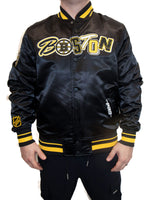 Pro Standard NHL City Ransom Satin Jacket Boston Bruins Black Yellow