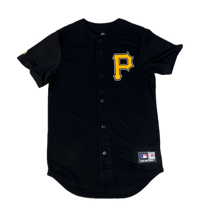 Majestic Chest Logo Replica Jersey MLB Pittsburgh Pirates Standard Black