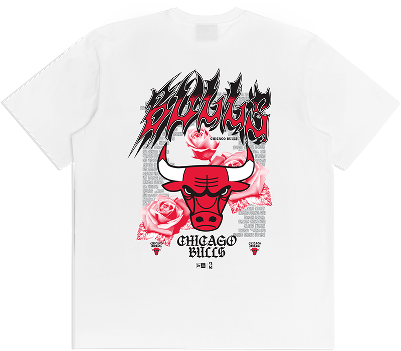 New Era NBA Grunge Rose Tee Chicago Bulls White