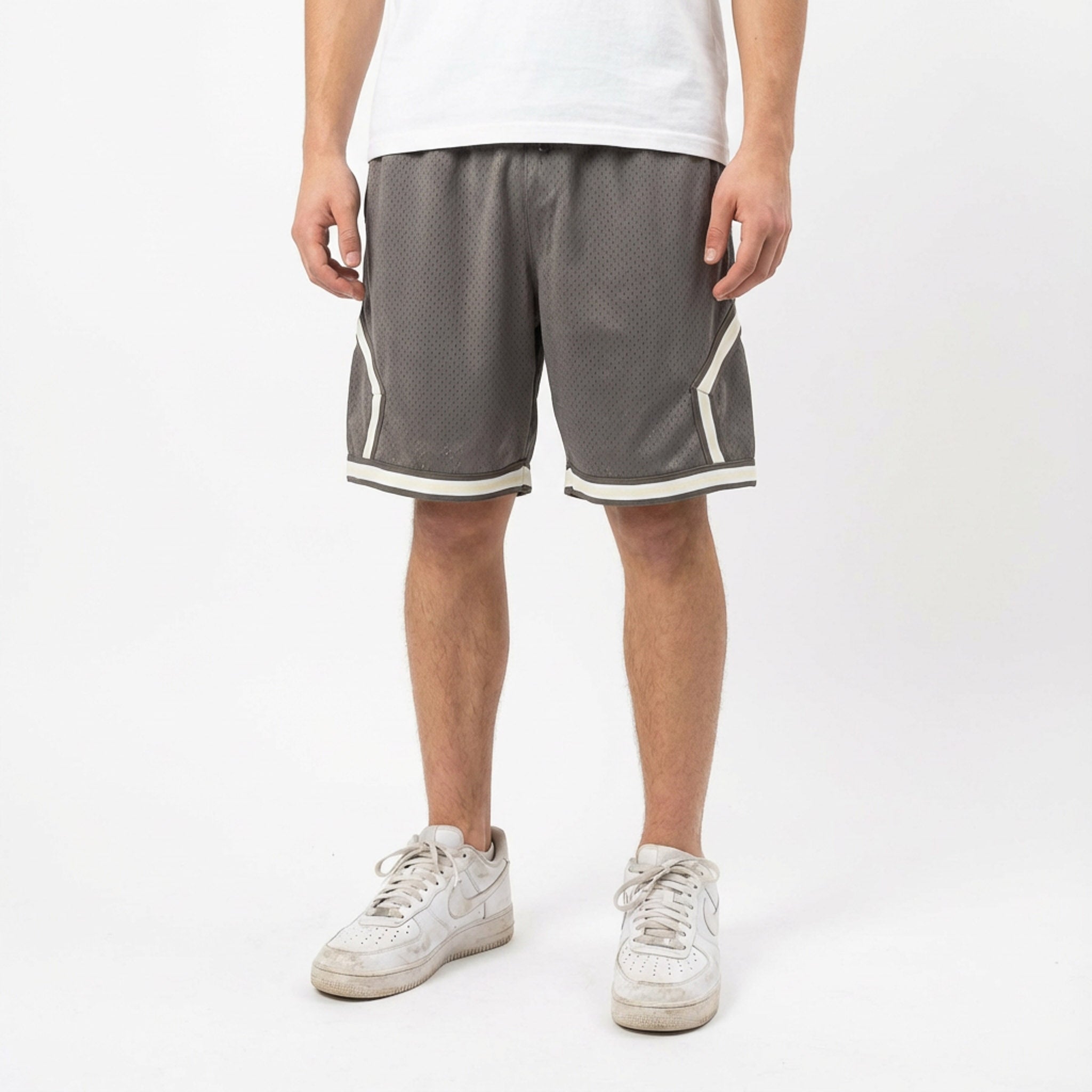 Mitchell & Ness Branded Diamond Mesh Shorts Slate Stone/Ivory