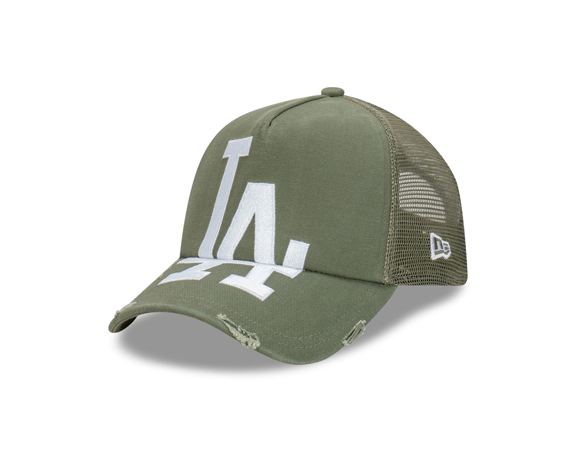 New Era 9Forty A-Frame Trucker Oversized Logo Los Angeles Dodgers Olive