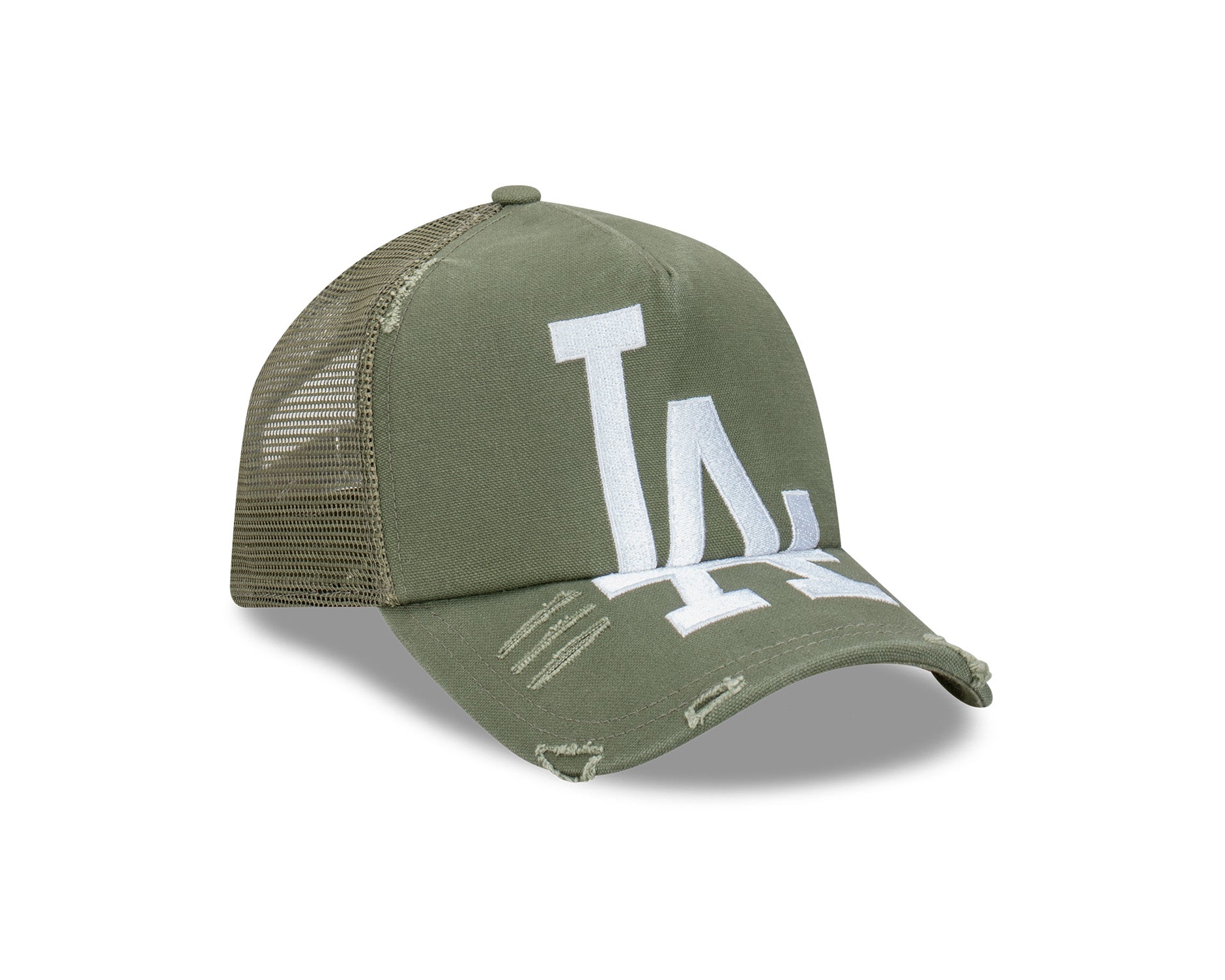 New Era 9Forty A-Frame Trucker Oversized Logo Los Angeles Dodgers Olive