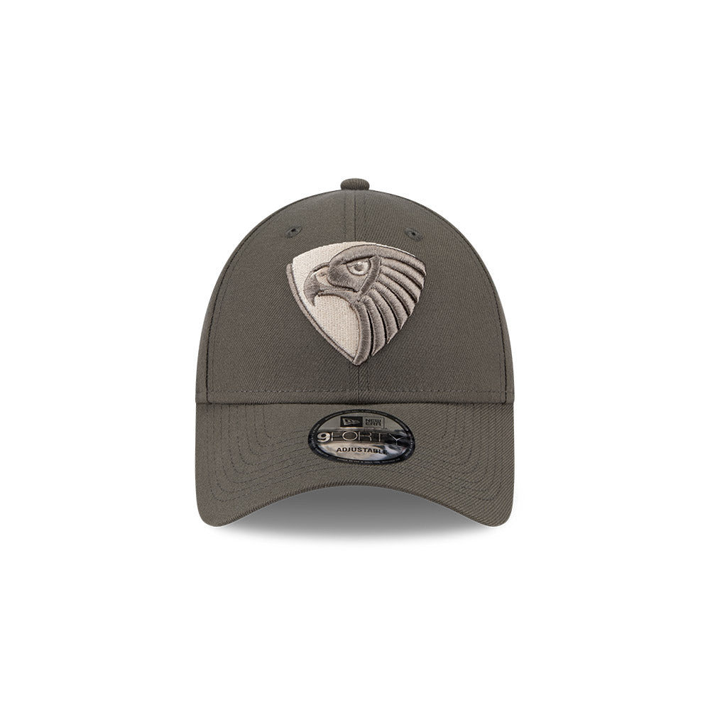 New Era 9Forty AFL 2025 Dusty Charcoal Hawthorn Hawks