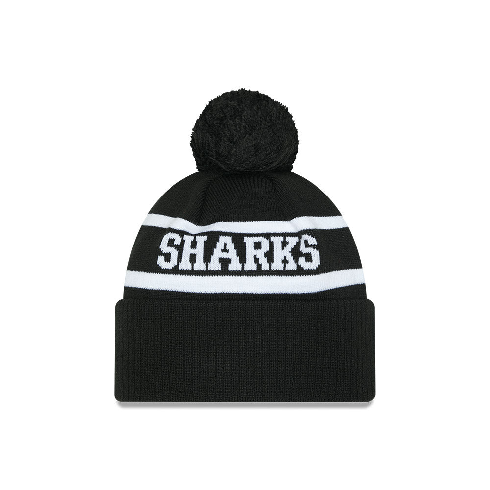 New Era Beanie NRL 2025 Black White Team Cronulla-Sutherland Sharks
