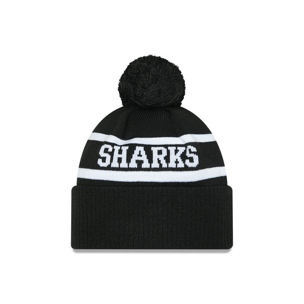 New Era Beanie NRL 2025 Black White Team Cronulla-Sutherland Sharks