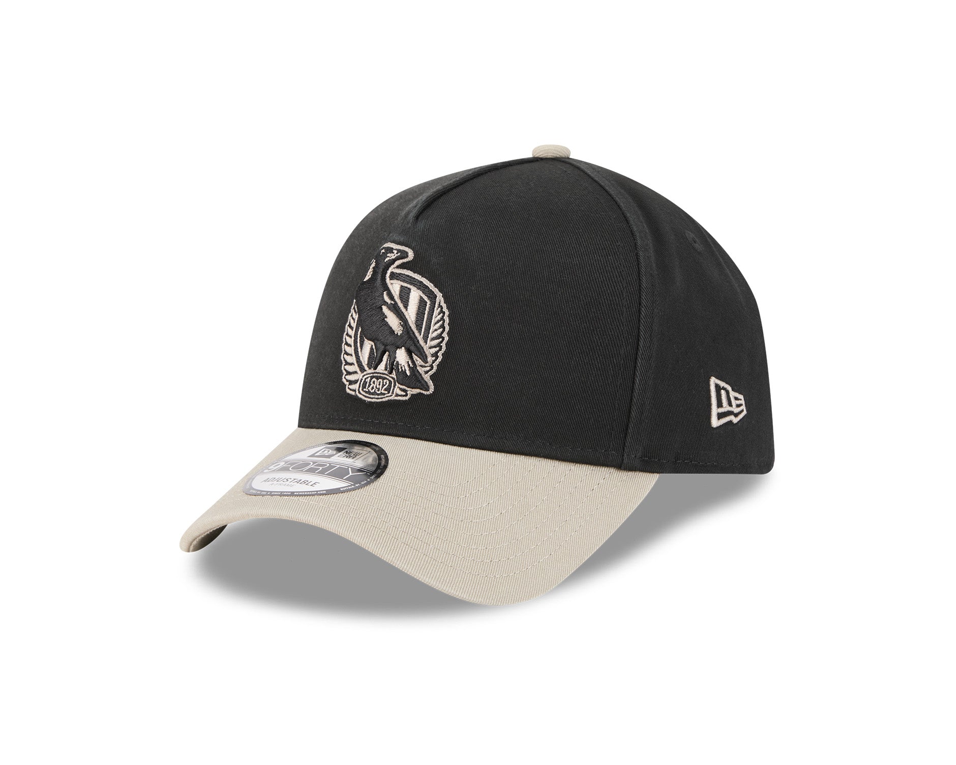 New Era 9Forty A-Frame AFL 2Tone Washed Pebble Collingwood Magpies Black/Stone
