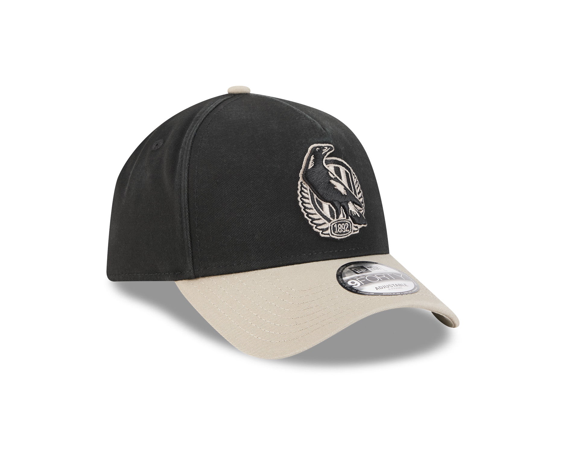 New Era 9Forty A-Frame AFL 2Tone Washed Pebble Collingwood Magpies Black/Stone