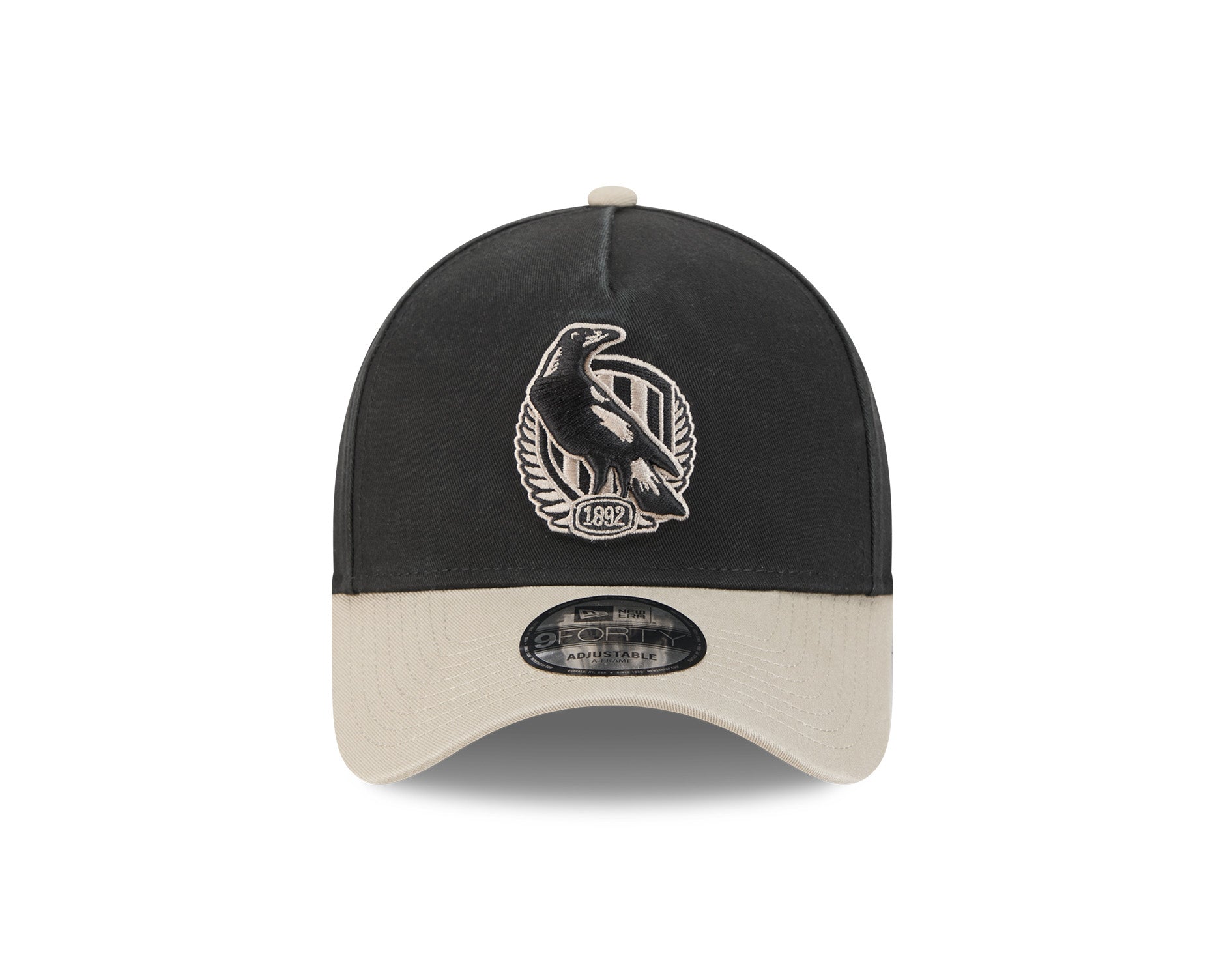 New Era 9Forty A-Frame AFL 2Tone Washed Pebble Collingwood Magpies Black/Stone
