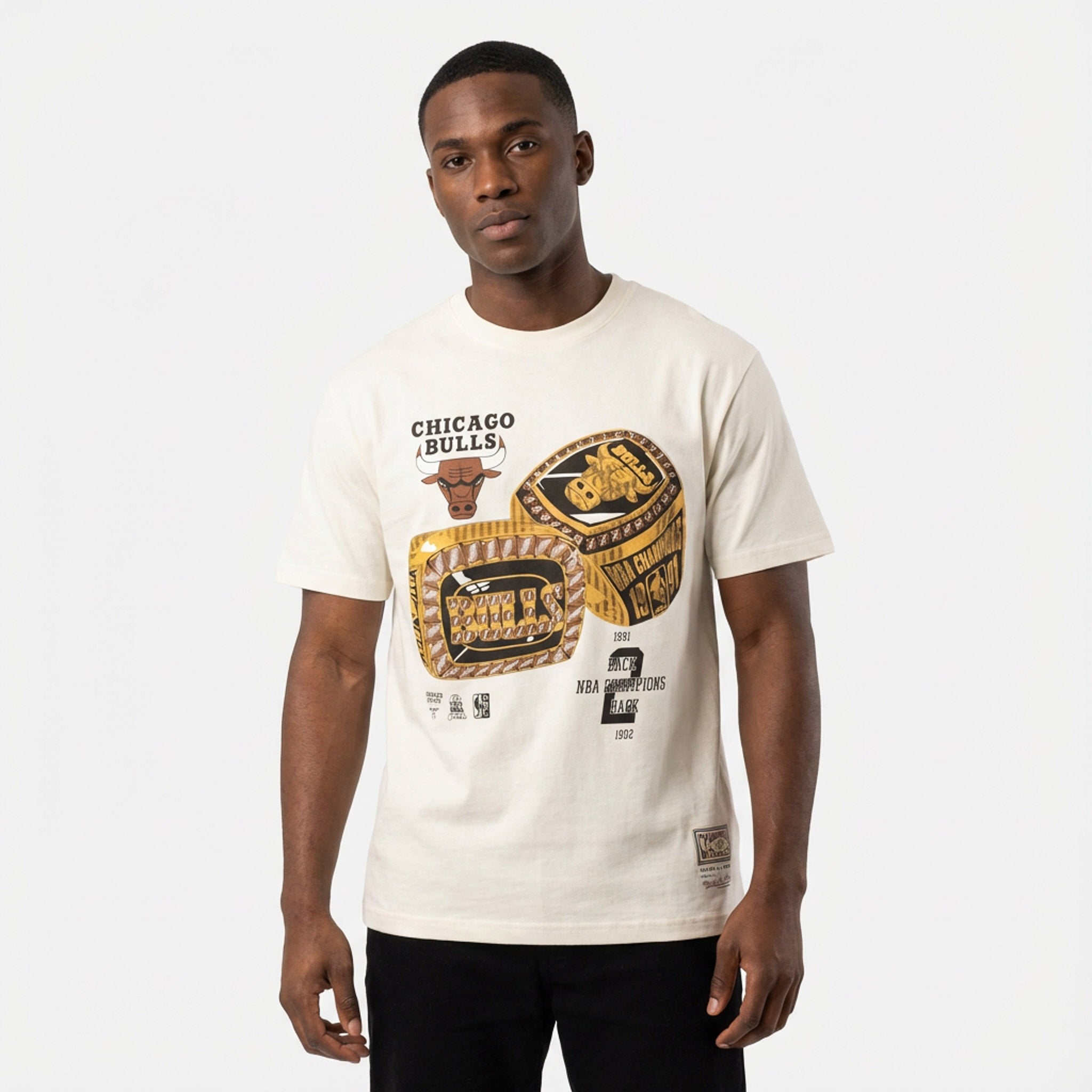 Mitchell & Ness NBA Back 2 Back Tee Chicago Bulls Vintage White