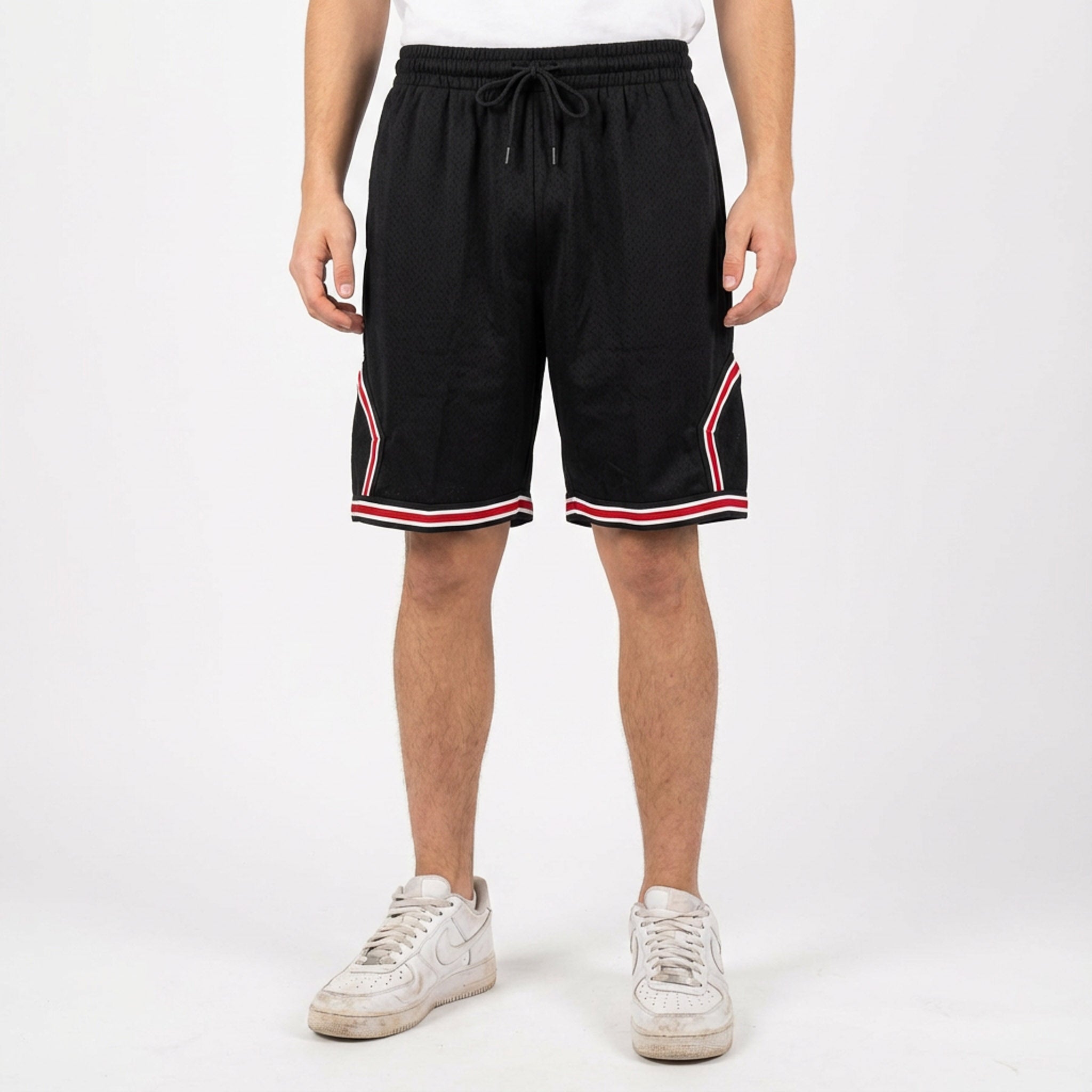 Mitchell & Ness Branded Diamond Mesh Shorts Black/Crimson