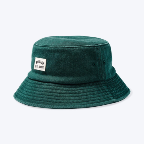 Brixton Woodburn Packable Bucket Hat Trekking Green Sol Wash
