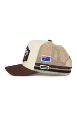 Ringers Western Country Club Deep Fit Trucker Cap Off White/Chocolate