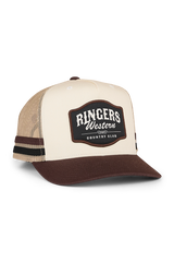 Ringers Western Country Club Deep Fit Trucker Cap Off White/Chocolate