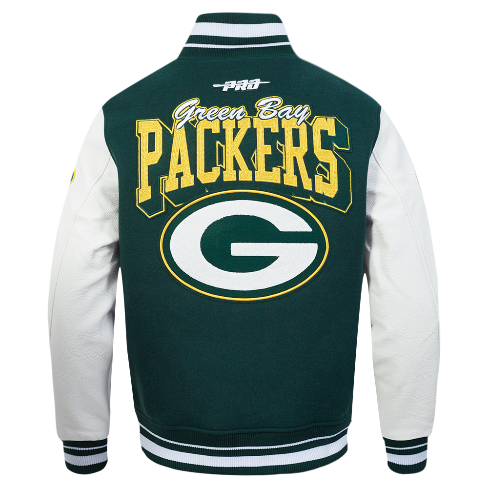 Pro Standard NFL Team Badge Wool Varsity Jacket Green Bay Packers Forest Green/White