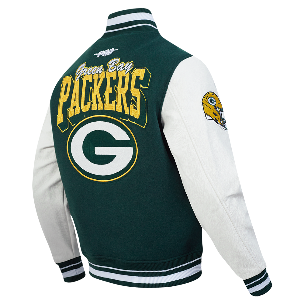Pro Standard NFL Team Badge Wool Varsity Jacket Green Bay Packers Forest Green/White