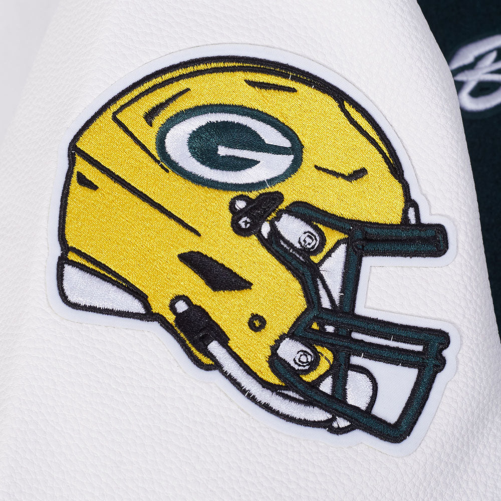Pro Standard NFL Team Badge Wool Varsity Jacket Green Bay Packers Forest Green/White