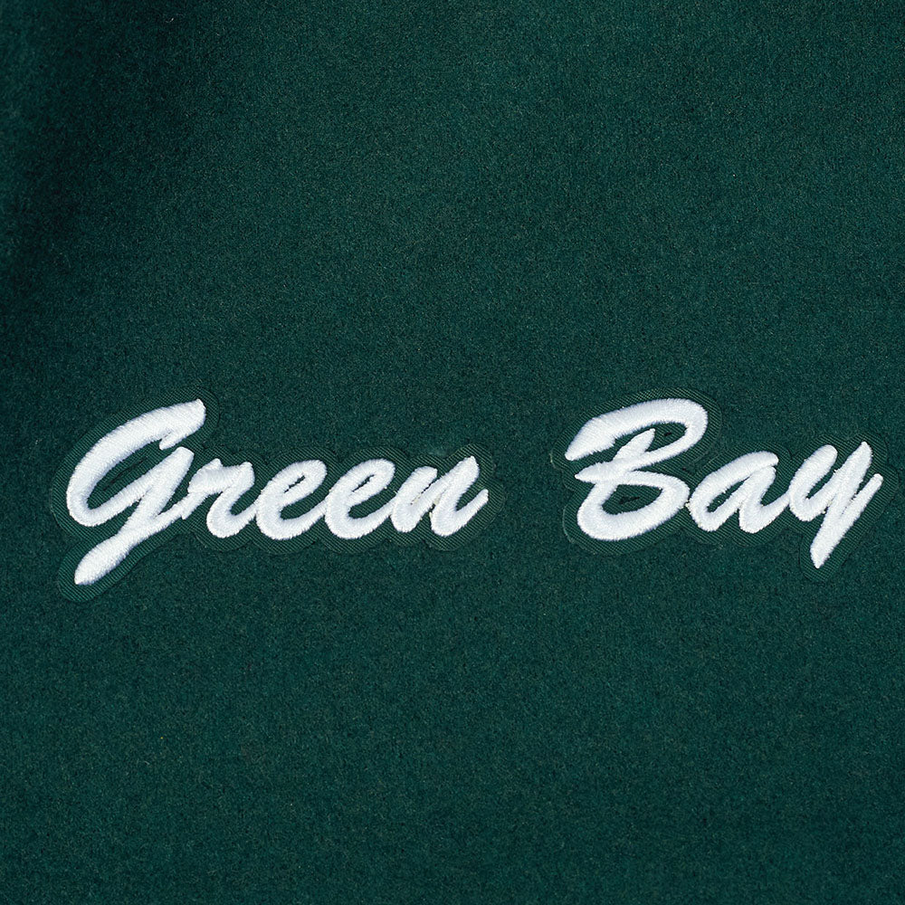 Pro Standard NFL Team Badge Wool Varsity Jacket Green Bay Packers Forest Green/White