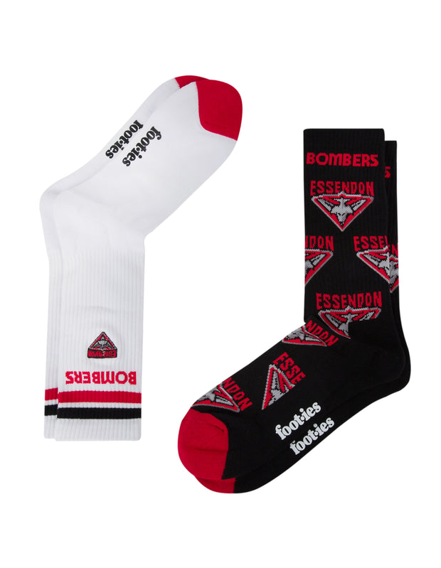 Foot-ies AFL Essendon Bombers Mascot Sneaker 2 Pack