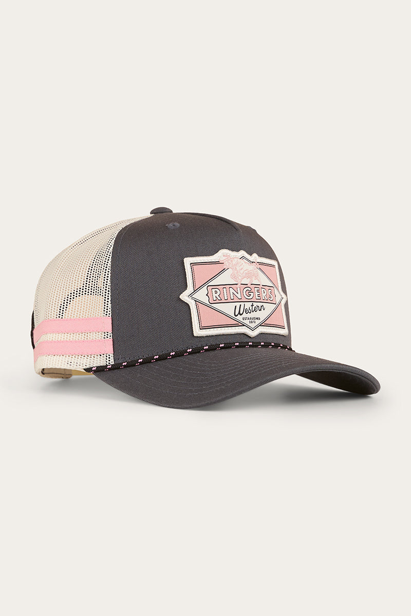 Ringers Western Hometown Trucker Cap Charcoal/Rosey