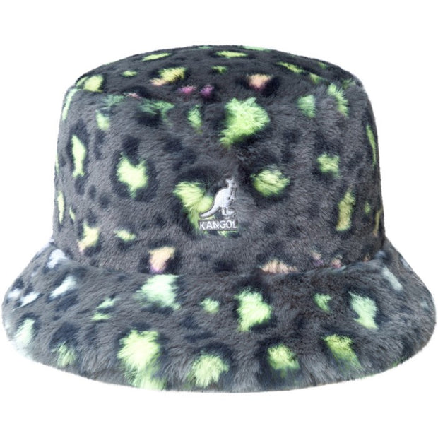 Kangol Faux Fur Bucket Charcoal Leopard