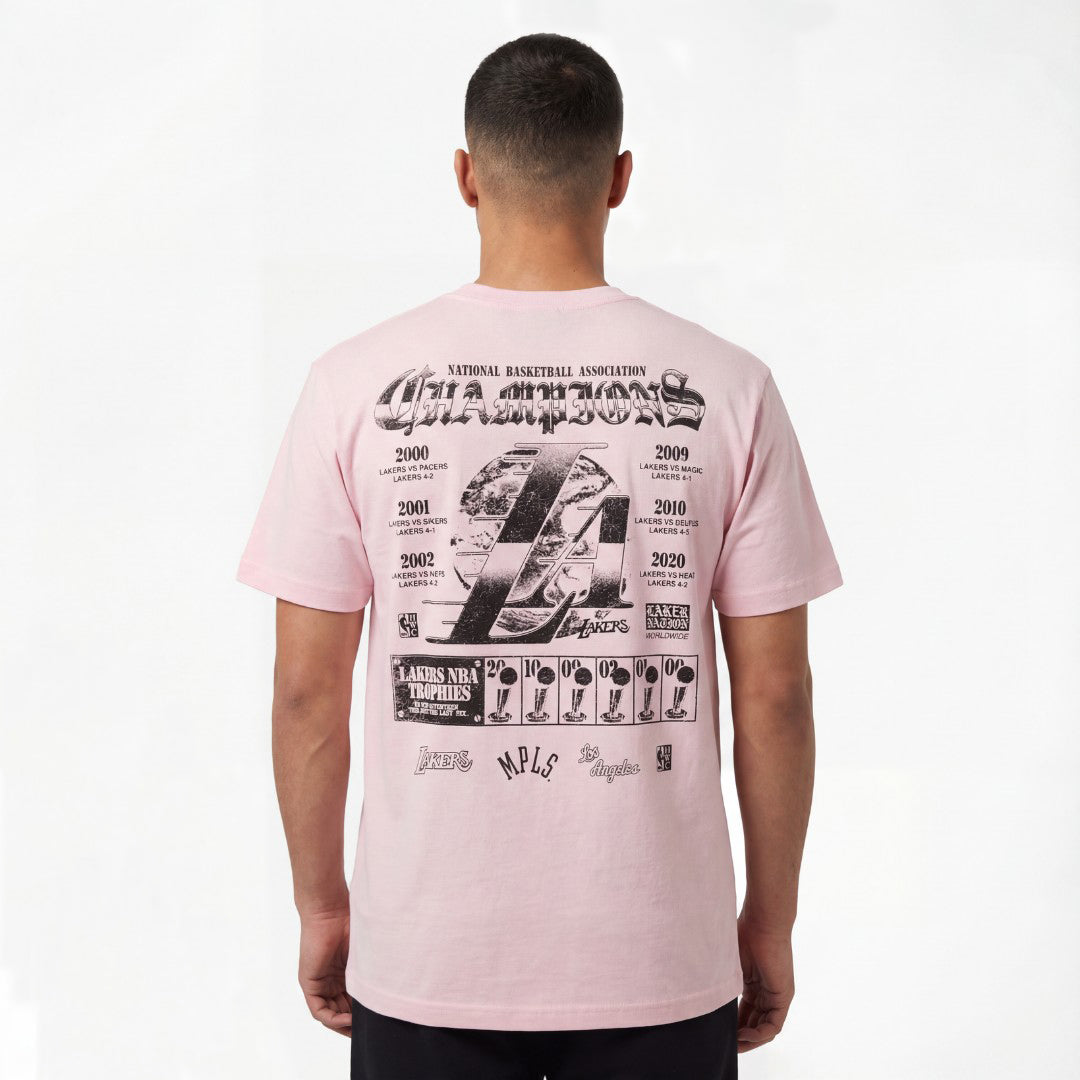 Mitchell & Ness NBA LA Champ Chrome Tee Los Angeles Lakers Corsage Pink