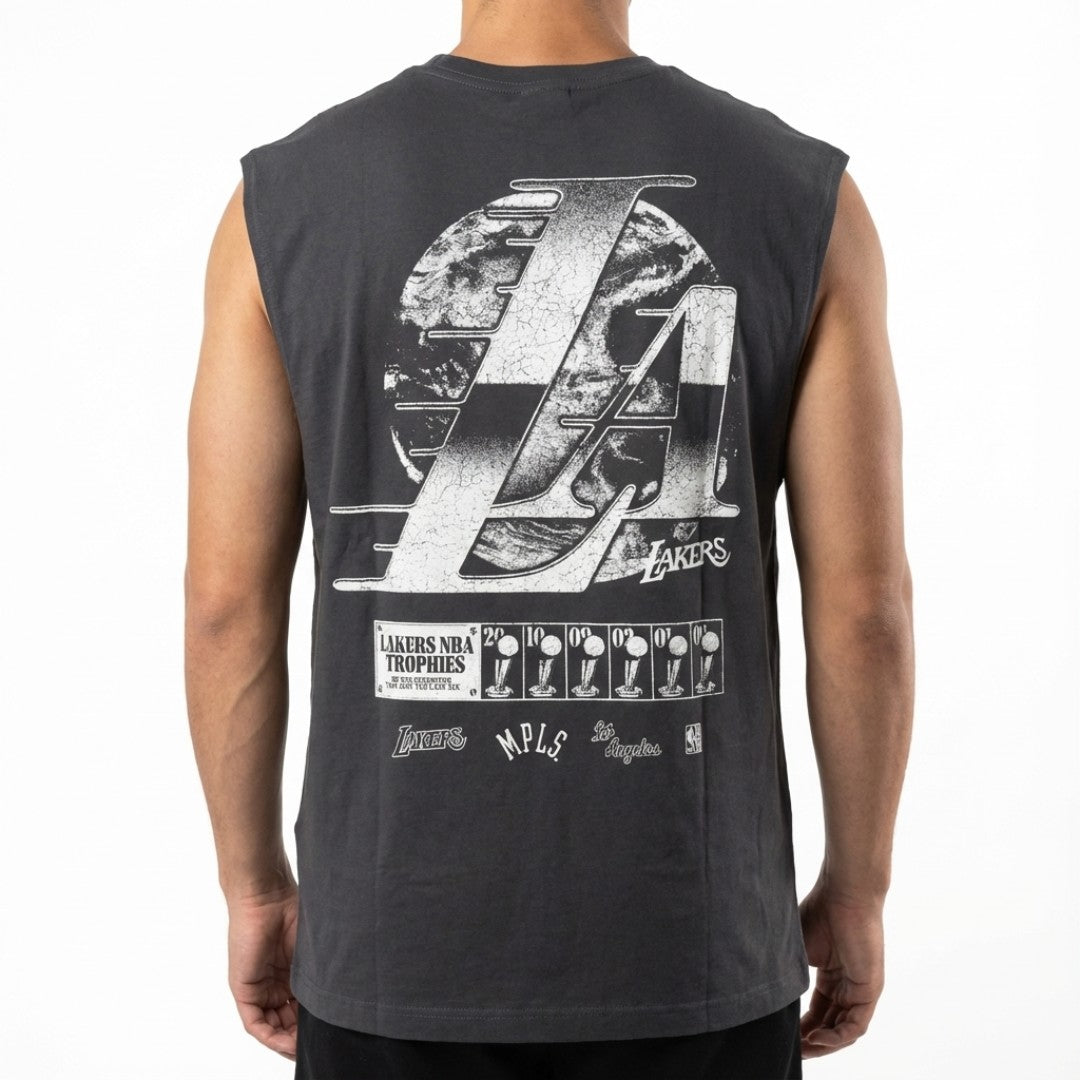 Mitchell & Ness NBA LA Champ Chrome Muscle Tee Los Angeles Lakers Washed Black