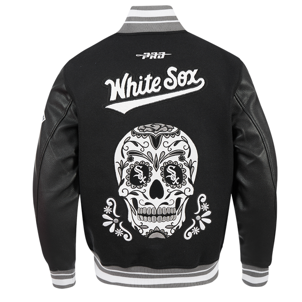 Pro Standard MLB Sugar Skull Wool Varsity Jacket Chicago White Sox Black Grey