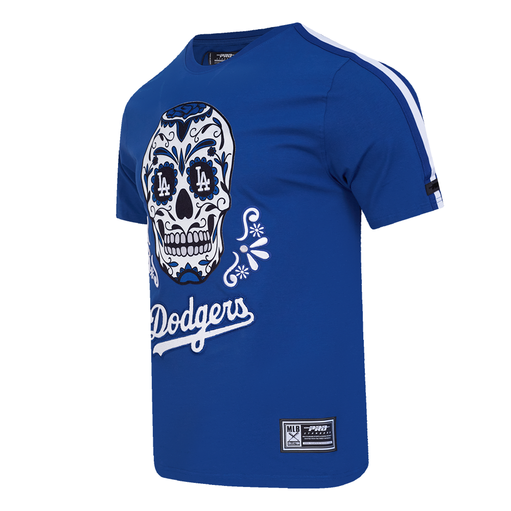Pro Standard MLB Sugar Skull Stripped Tee Los Angeles Dodgers Royal Blue