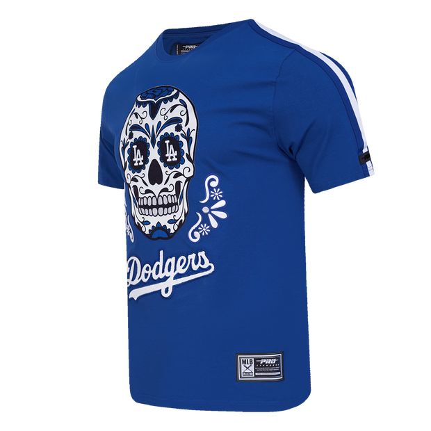 Pro Standard MLB Sugar Skull Stripped Tee Los Angeles Dodgers Royal Blue