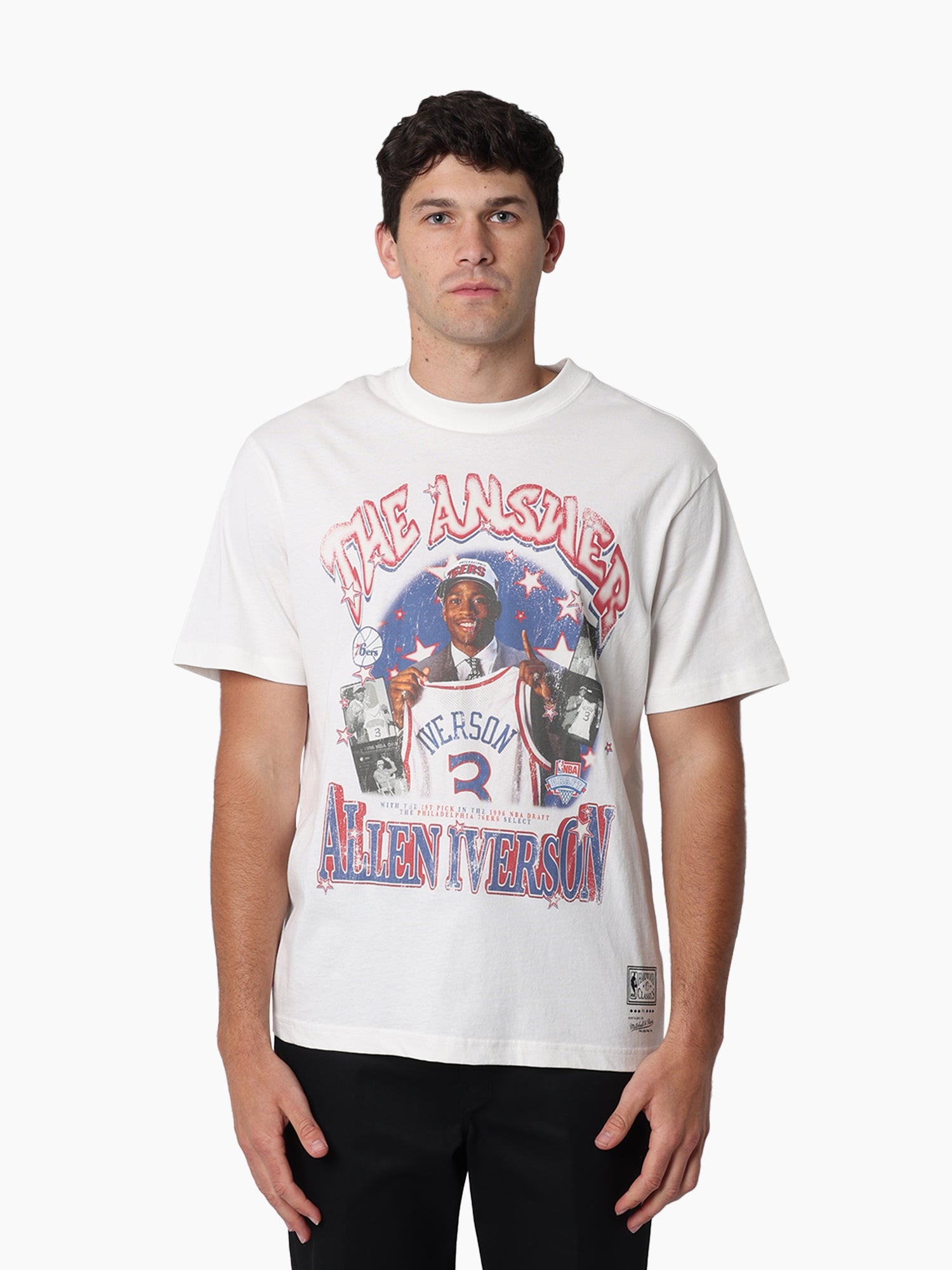 Mitchell & Ness NBA Star Burster Tee Philadelphia 76ers Iverson Vintage White