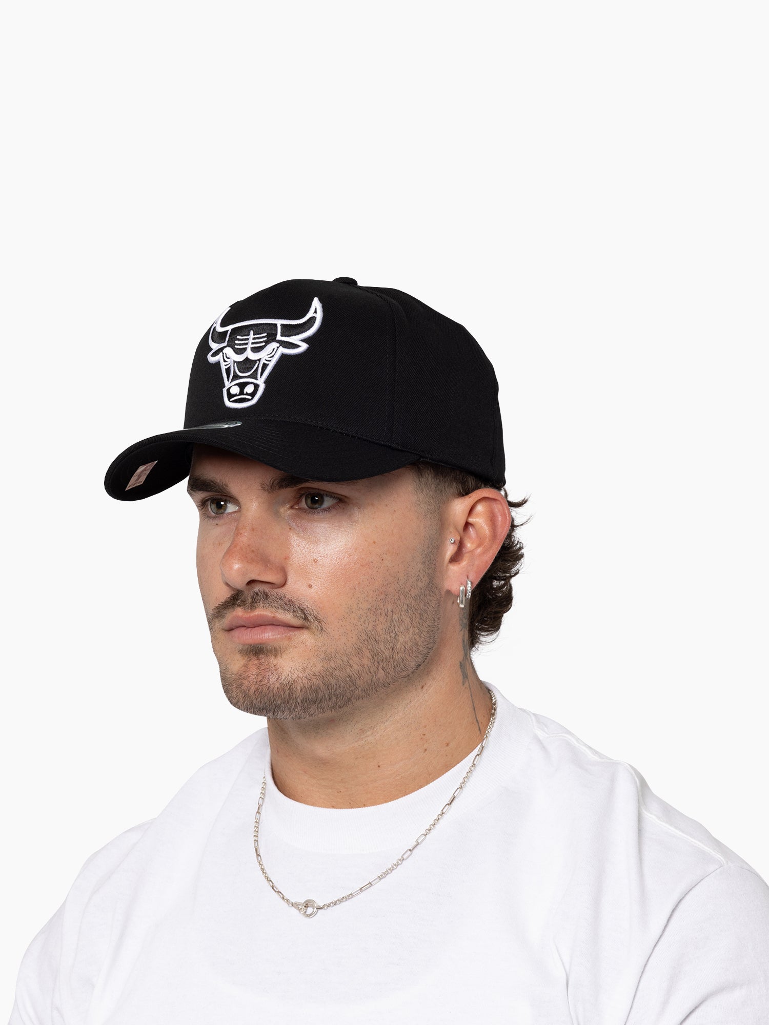Mitchell & Ness NBA Flexfit 110 Black and White Chicago Bulls