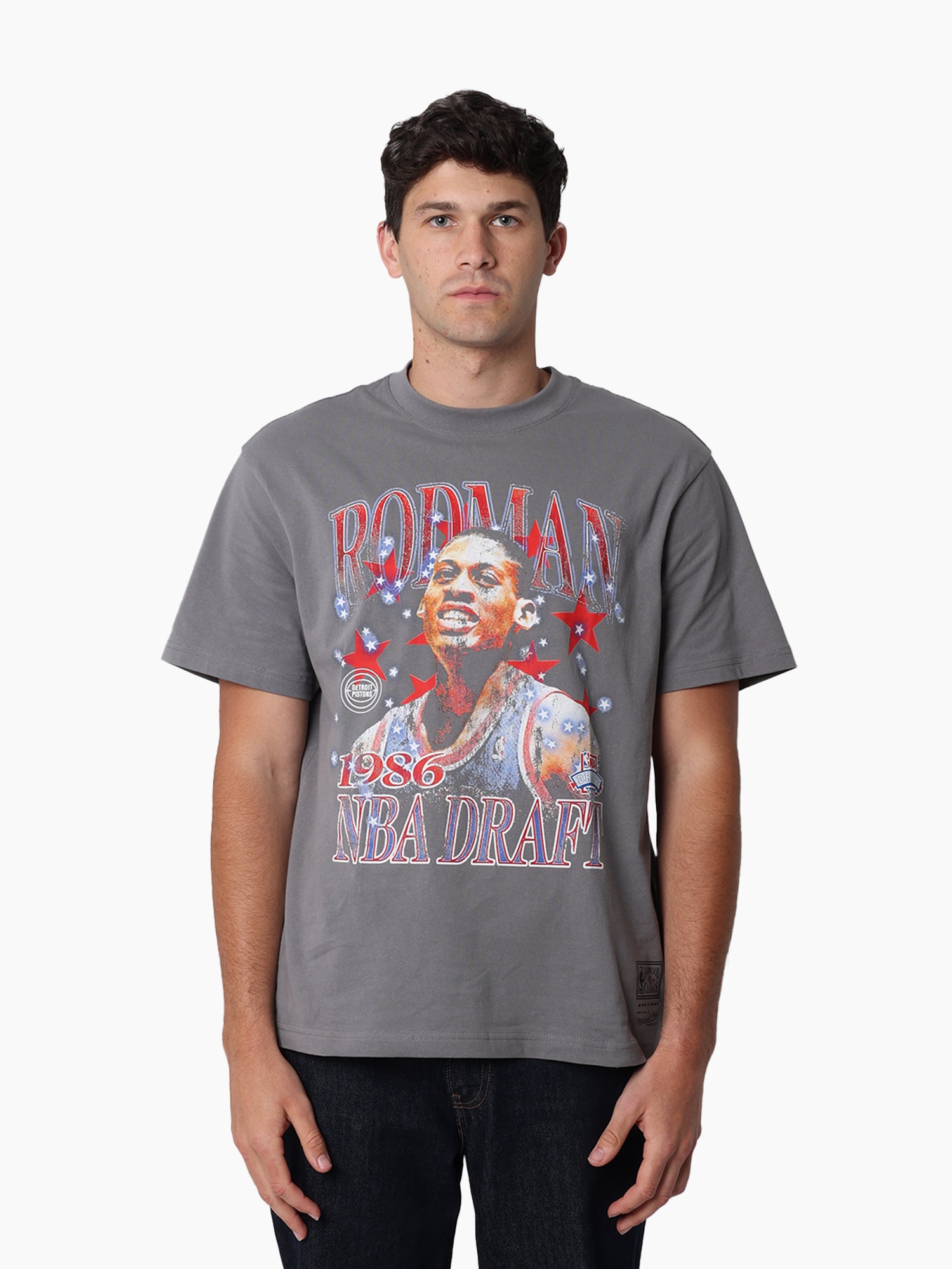 Mitchell & Ness NBA Star Burster Tee Detroit Pistons Rodman City Skyline