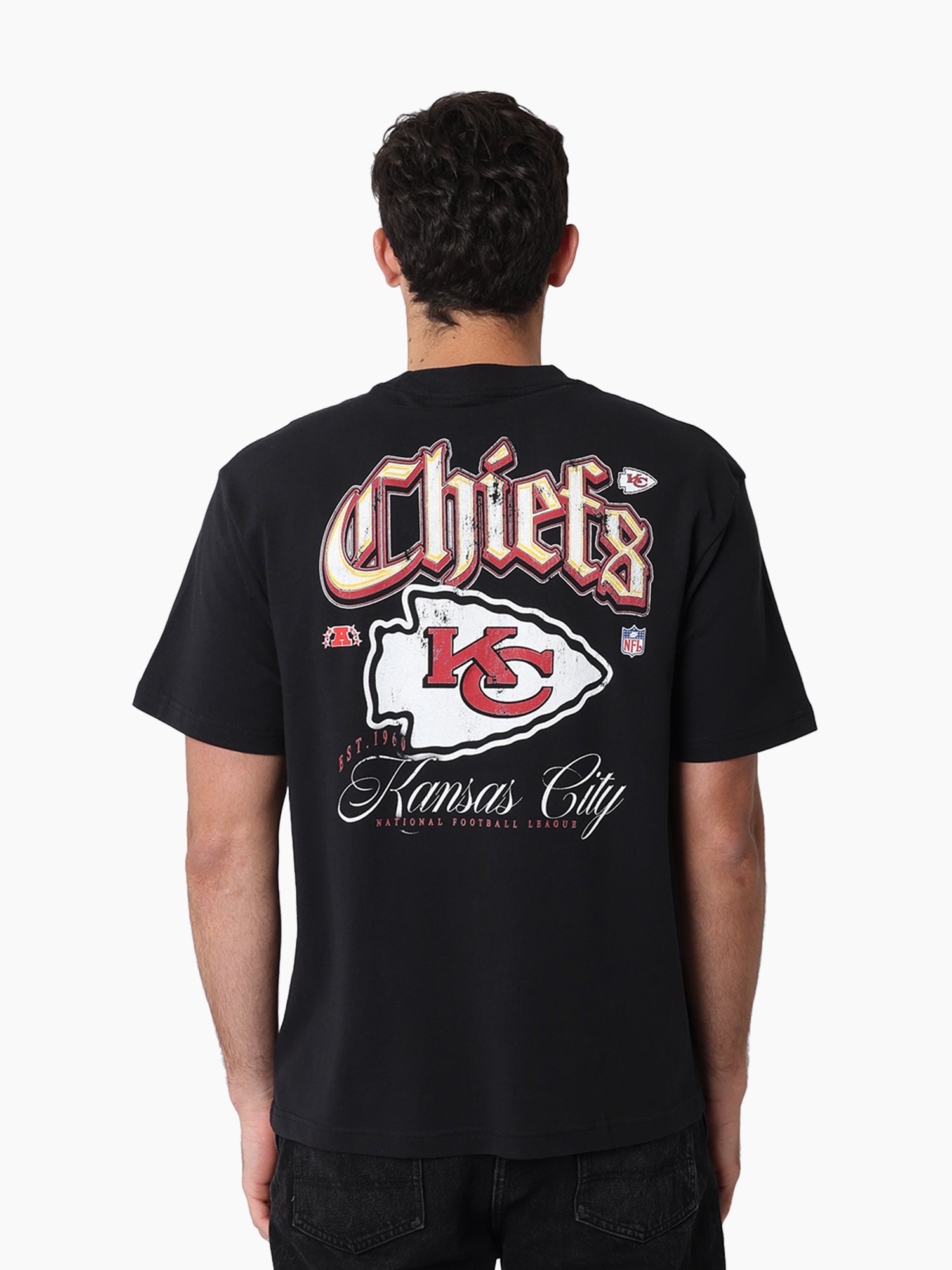 Mitchell & Ness NFL Gothic Script Tee Kansas City Chiefs Faded Black