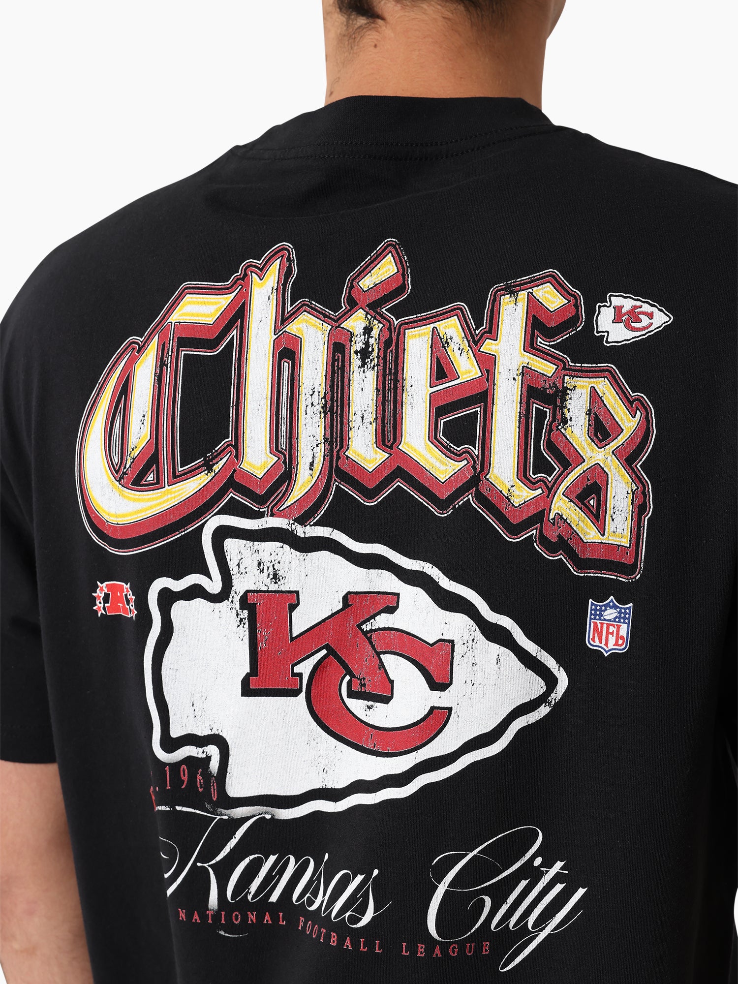 Mitchell & Ness NFL Gothic Script Tee Kansas City Chiefs Faded Black