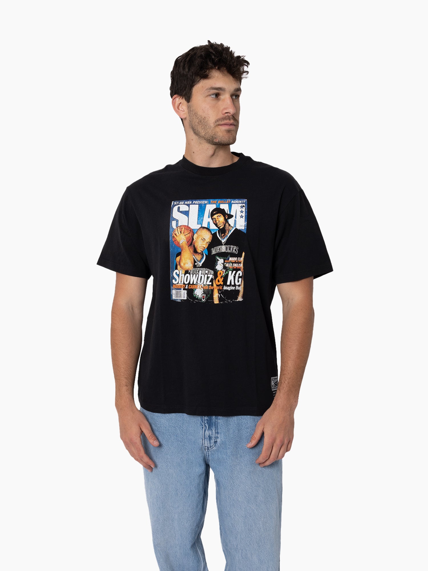 Mitchell & Ness NBA Slam Cover Tee Marbury & Garnett Faded Black