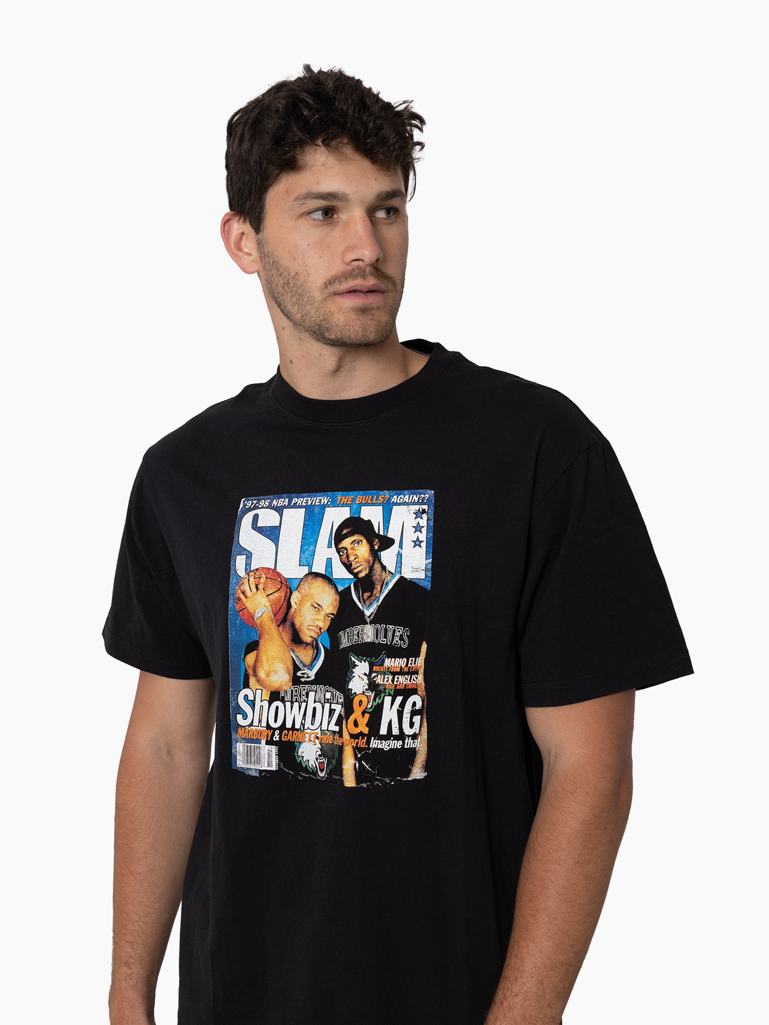 Mitchell & Ness NBA Slam Cover Tee Marbury & Garnett Faded Black