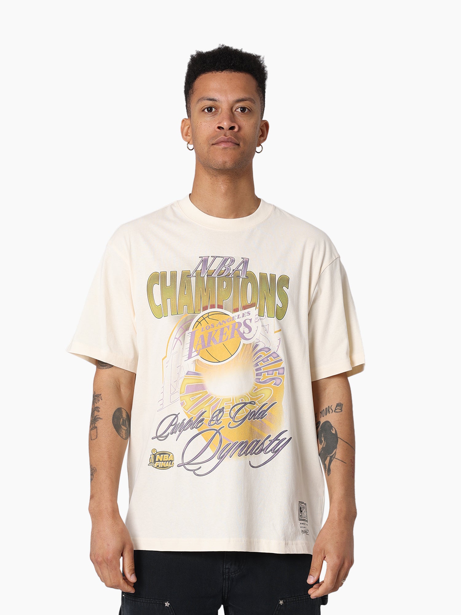Mitchell & Ness NBA Hardlight Tee Los Angeles Lakers Ecru