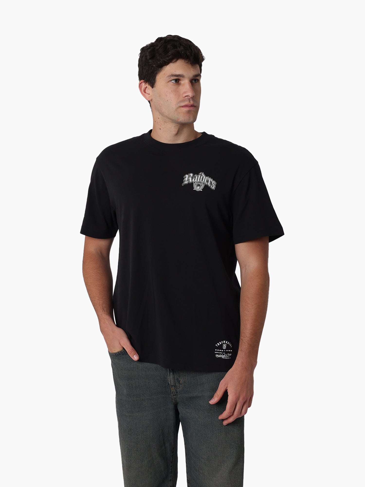 Mitchell & Ness NFL Gothic Script Tee Las Vegas Raiders Faded Black